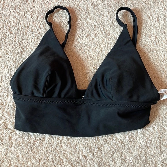 AERIE LONGLINE TRIANGLE BIKINI TOP- true black - Picture 2 of 4